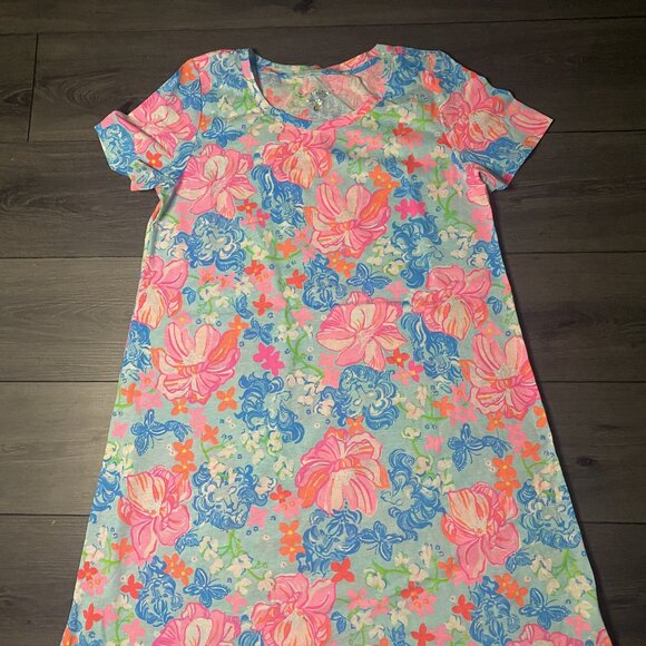 Lilly Pulitzer - Floral Print - Lucious Lions Dress Short Sleeve Large NWOT - Picture 1 of 5